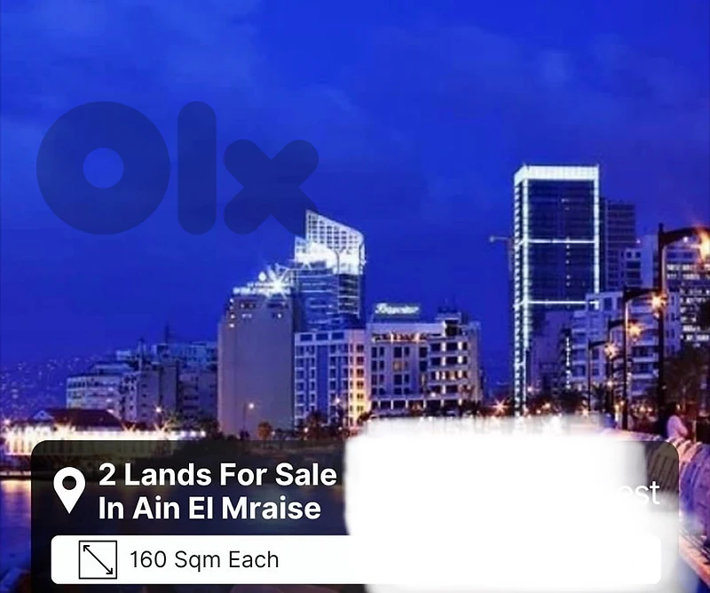 2Plots 160m each zone 3 Ain Mraiseh Beirut