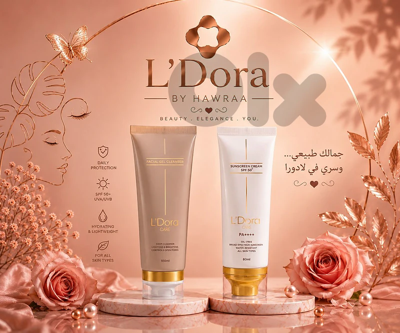 L'DORA CARE FACIAL CLEANSING GEL+  COLORLESS SUNSCREEN SPF50+