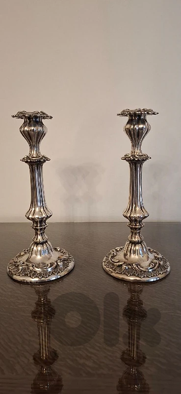 Old pair silver plated chandelier