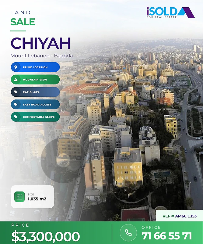 A 1035 m2 land having an open mountain view for sale in Chiyah