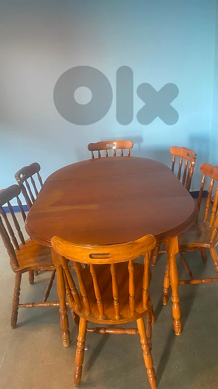 Wooden Extendable Dining Table with 6 Chairs