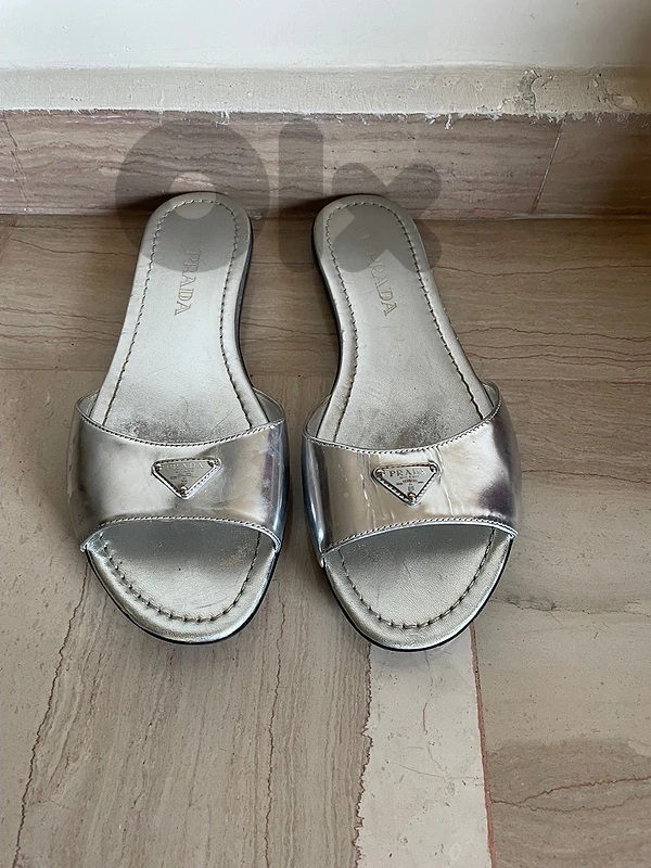 Prada Metallic Slippers