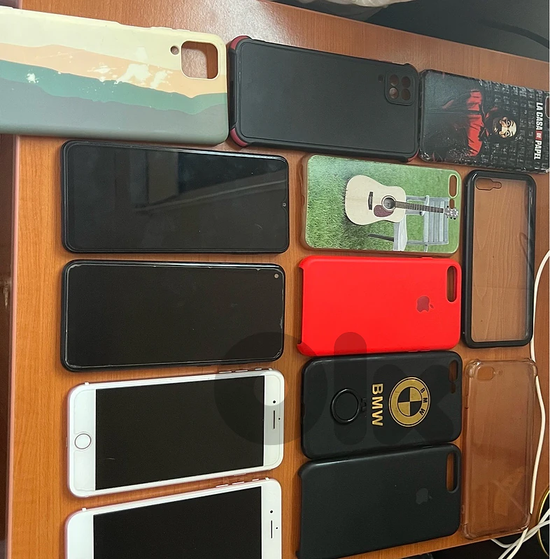 2 iphone 7 plus and samsung a12 and samsung a11 with 9 covers