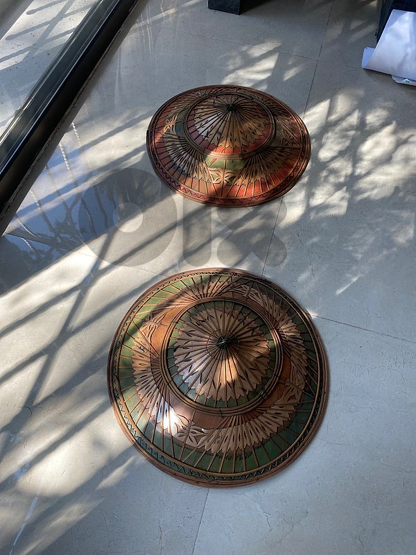 2 authentic chinese caps for wall decoration