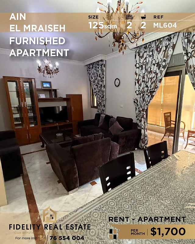 Apartment for rent Ain El Mraisseh ML604 شقة  للإيجار في عين المريسة