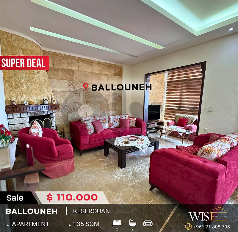 🏠 135 SQM Apartment for SALE in Ballouneh!