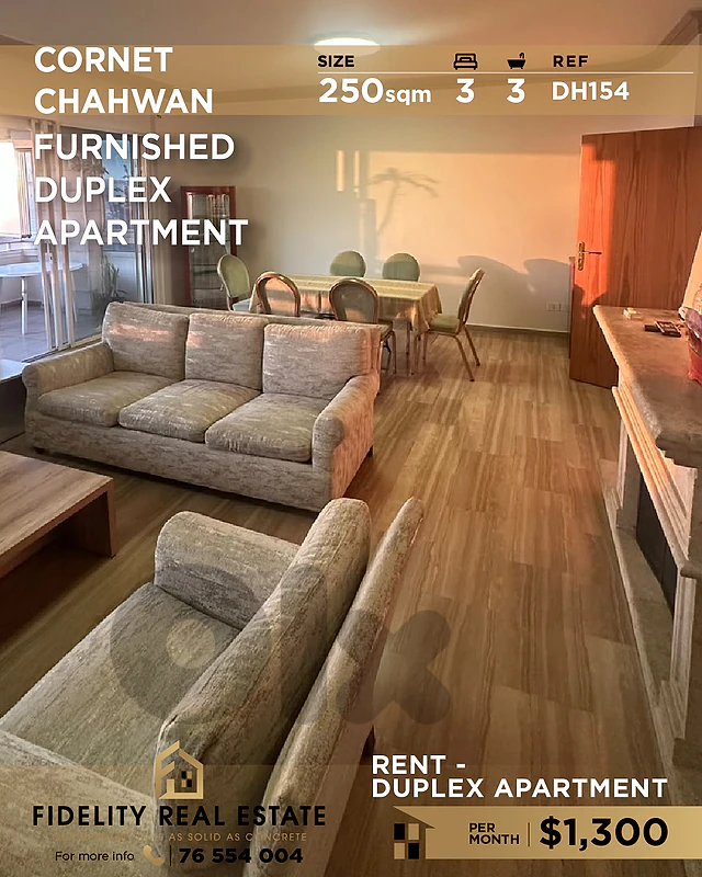 Apartment duplex rent Cornet Chahwan DH154 شقة دوبلكس في قرنة شهوان