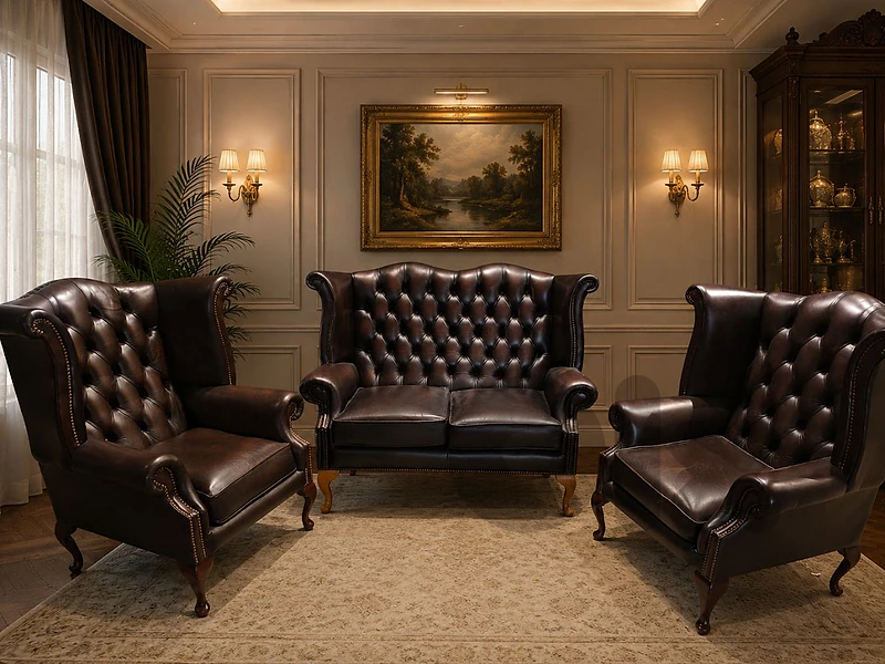 chesterfield genuine leather original England chesterfield genuine leather original England