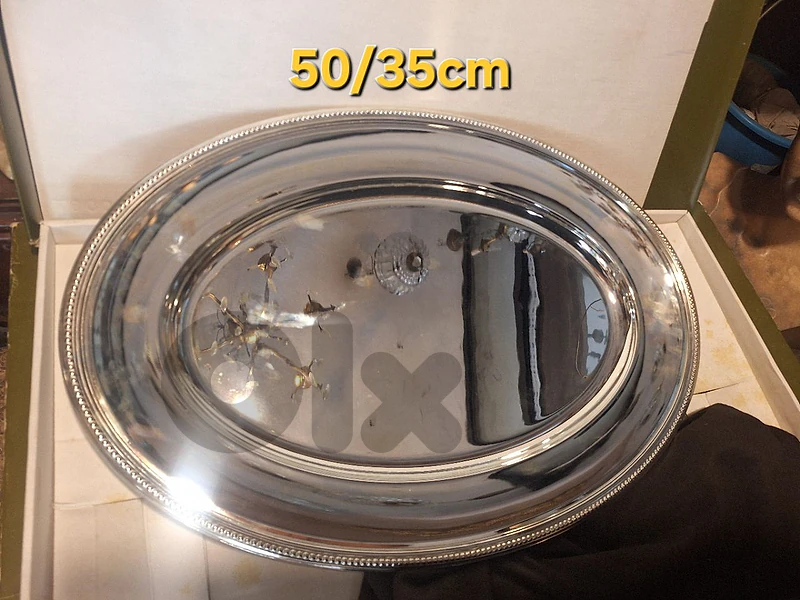 tray Christofle Pearls Large Oval Platter France