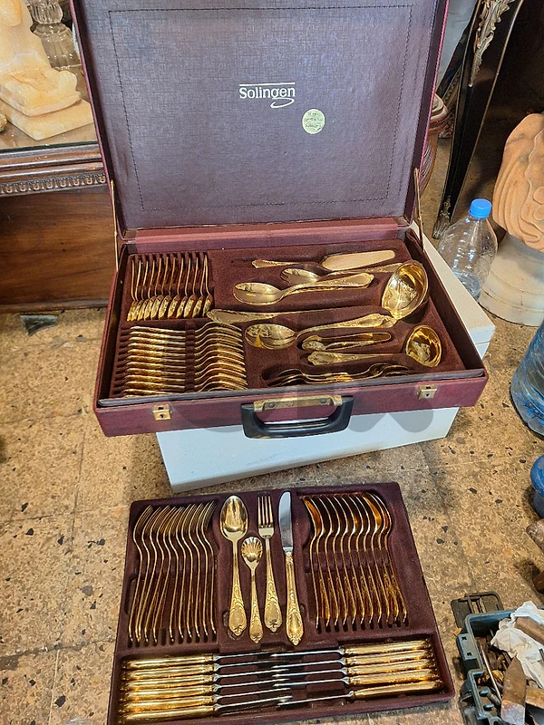 cutlery Solingen Germany gold plated original with the box
