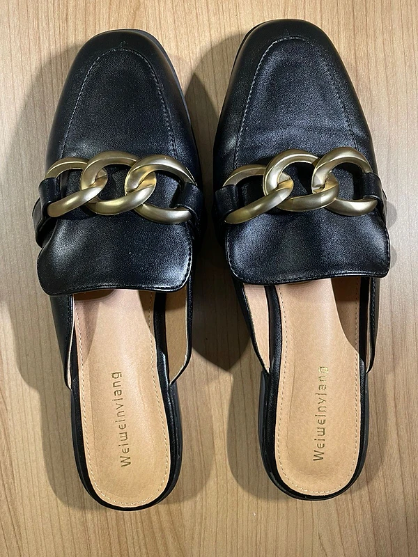 Black and Gold Mules