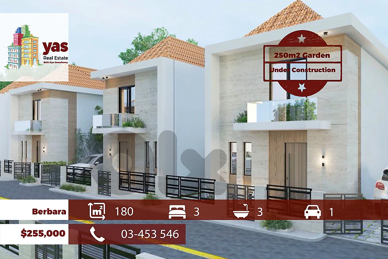 Berbara 180m2 | 250m2 Garden | Under Construction | pyt Facilities |HS