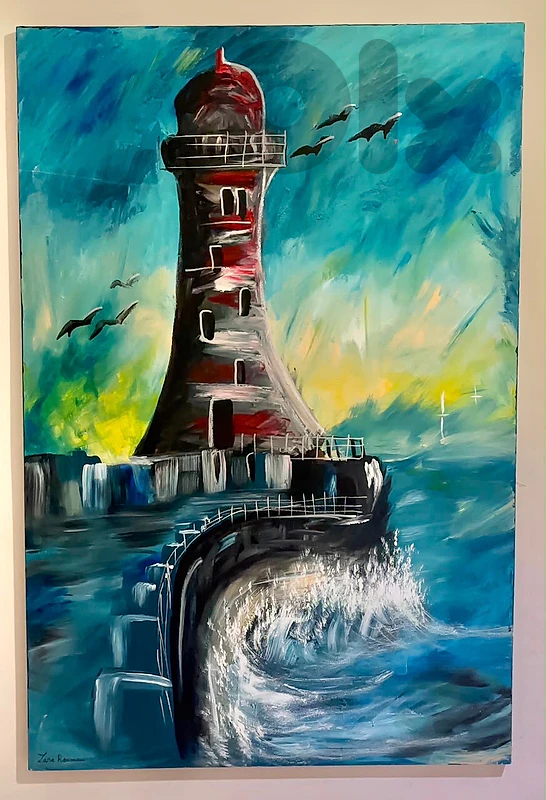 Tableau lighthouse & ocean peinture NEGOTIABLE