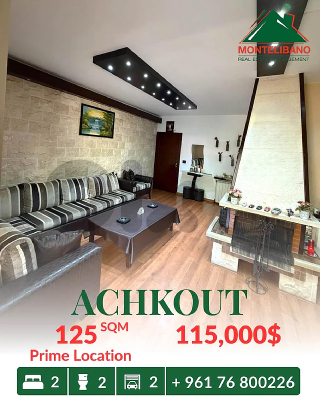 125 sqm Apartment For Sale in Achkout عشقوت