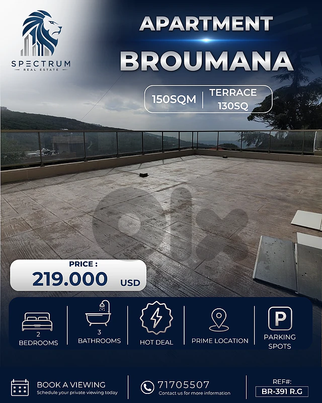 3 BEDROOMS | PANORAMIC VIEW | TERRACE | BROUMANA PRIME, (BR-391) R. G