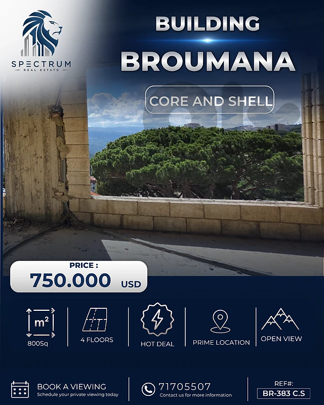 BUILDING CORE AND SHELL IN BROUMANA PRIME 4 FLOORS, (BR-383) BUILDING CORE AND SHELL IN BROUMANA PRIME 4 FLOORS, (BR-383)