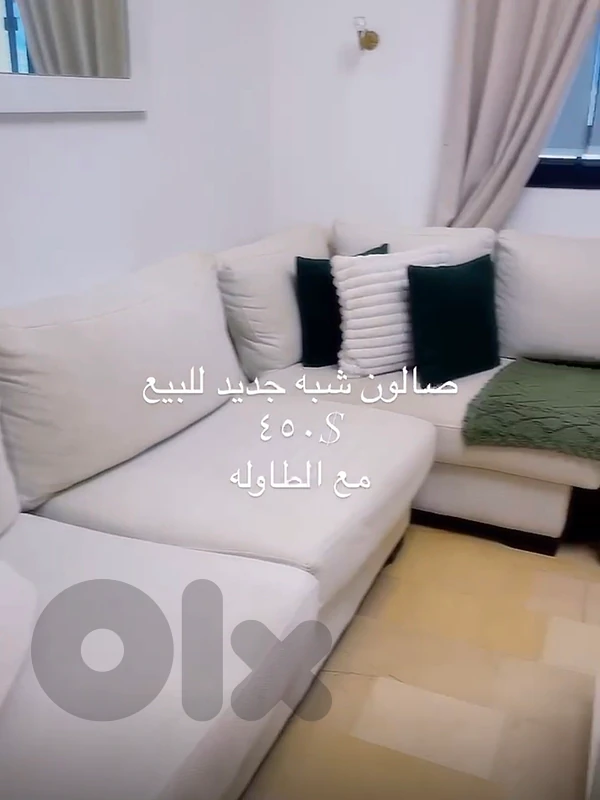 صالون زاويه مع بيرجير وطاوله