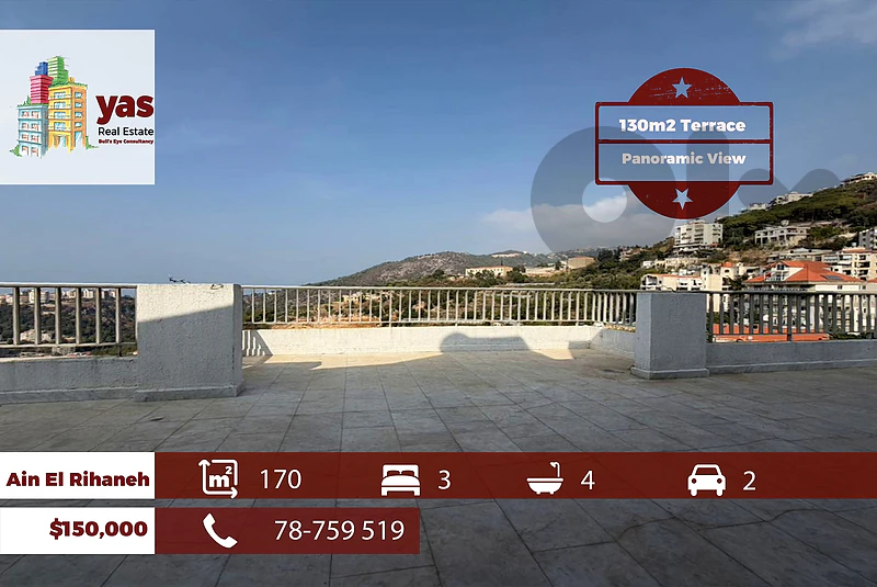 Ain El Rihaneh 170m2 | 130m2 Terrace | Panoramic View | HIgh End | EL