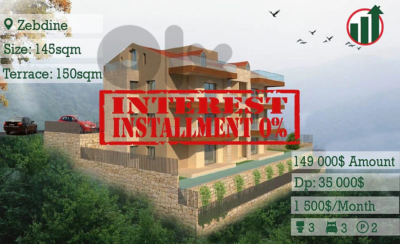 Brand New Apartment for Sale in Zebdine With Open Sea View !!