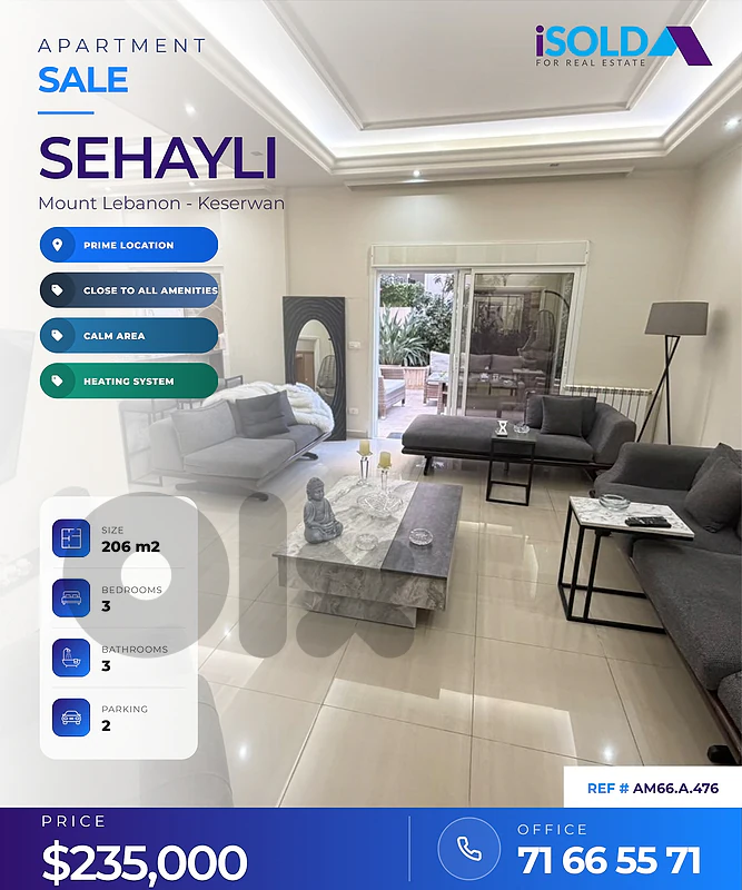Apartment with a terrace for sale in Sehayli