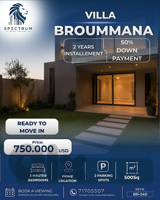 VILLA FOR SALE WITH PAYMENT FACILITIES IN BROUMANA PRIME , BR-240 VILLA FOR SALE WITH PAYMENT FACILITIES IN BROUMANA PRIME , BR-240