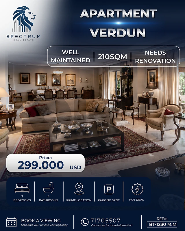 HOT DEAL ! APT IN VERDUN PRIME | 210SQ | 3 BEDS | BT-1230 C.C