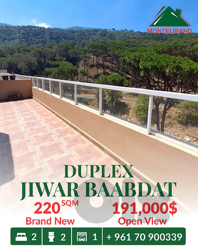 Brand New 220 sqm Duplex For Sale in Jiwar Baabdat with Open View