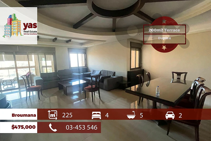 Broumana 225m2 | 200m2 Terrace | Duplex | Classy Area | View | TCH
