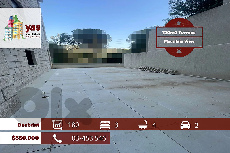 Baabdat 180m2 | 120m2 Terrace  | Mountain View | Prime Location | TCH