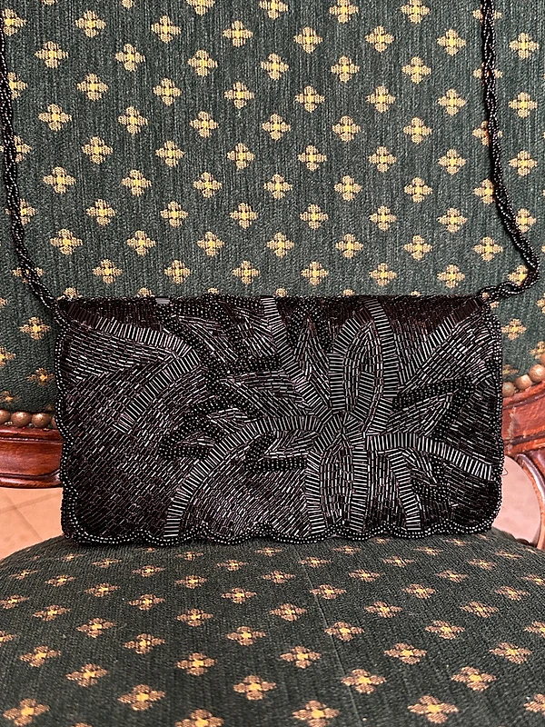 Vintage black beaded evening bag