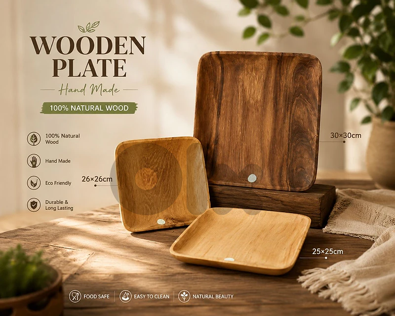 wooden plate natural