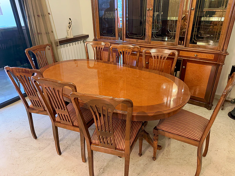 Complete High-End Wooden Dining Room Set / غرفة سفرة كاملة خشب فخم