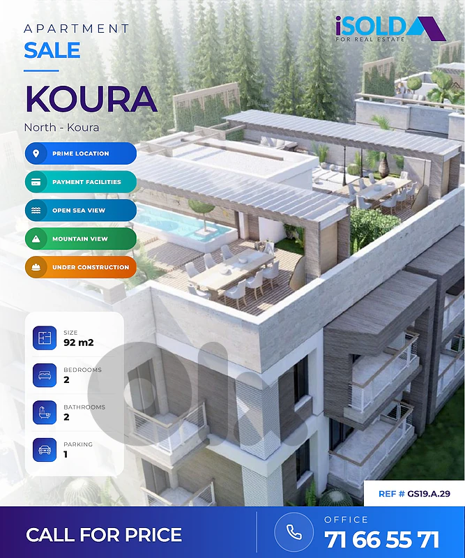 A 92 m2 gf aprt. + garden + open sea view for sale in Ras Maska, Koura
