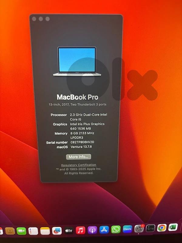 Macbook Pro 13 inch 2017 128GB