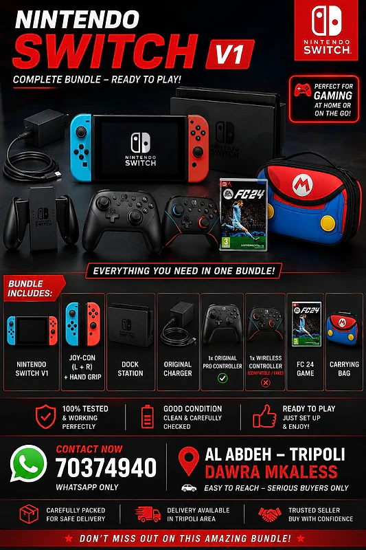 Nintendo Switch V1 Bundle + Pro Controller  FC24 + Bag aw trade 3a ps4
