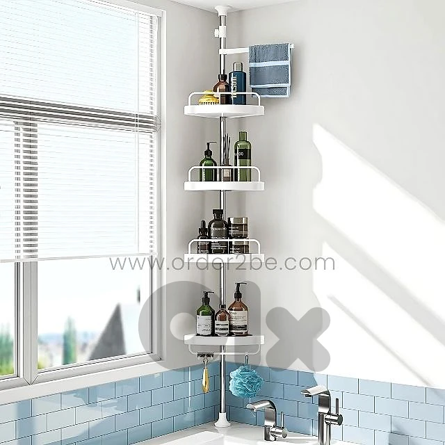 Adjustable Shower Corner Rack w/ 4 Shelves & Towel Holder
