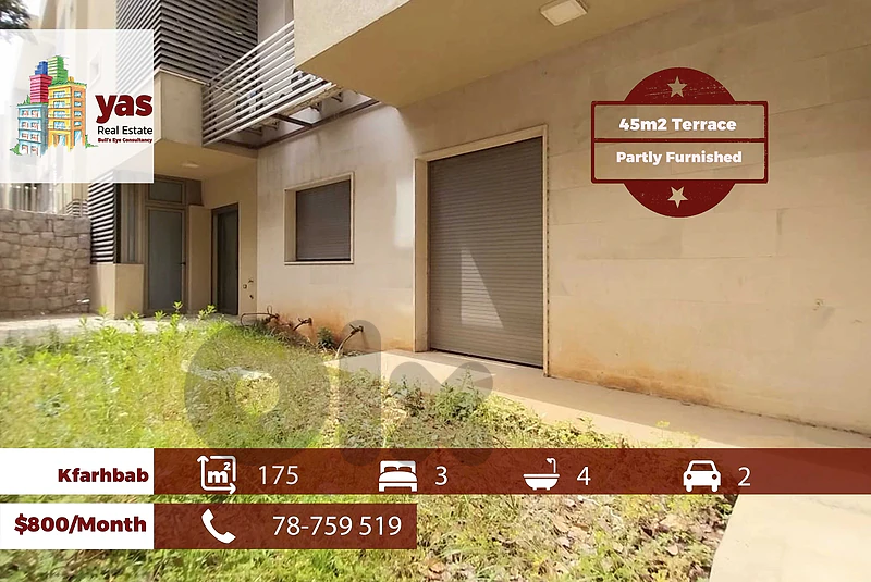 Kfarhbab 175m2 | 45m2 Garden | Rent | Partly Furnished | Calm Area |IV