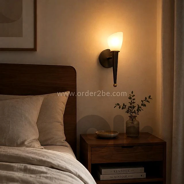 EGLO Mara Wall Light – Antique Brown Torch Sconce with Golden Glow