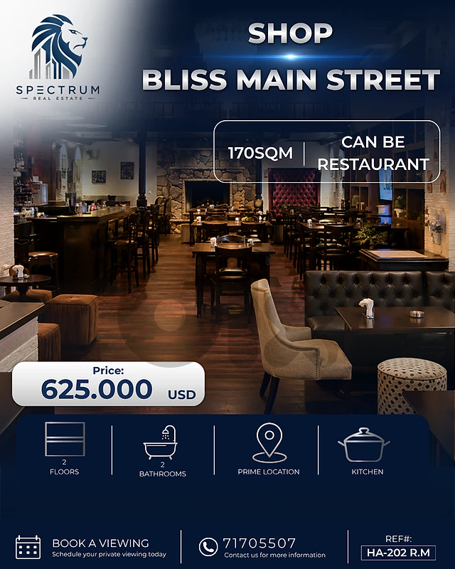 SHOP IN BLISS MAIN STREET , CAN BE RESTAURANT | 2 FLRS | HA-202