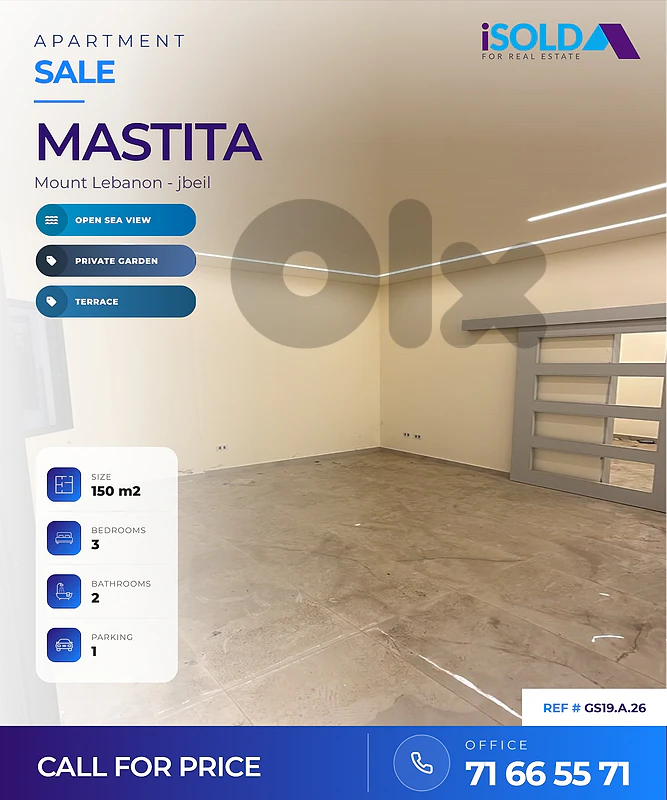 A 150 m2 gf aprt+garden+ terrace+open sea view 4sale in Mastita, Jbeil