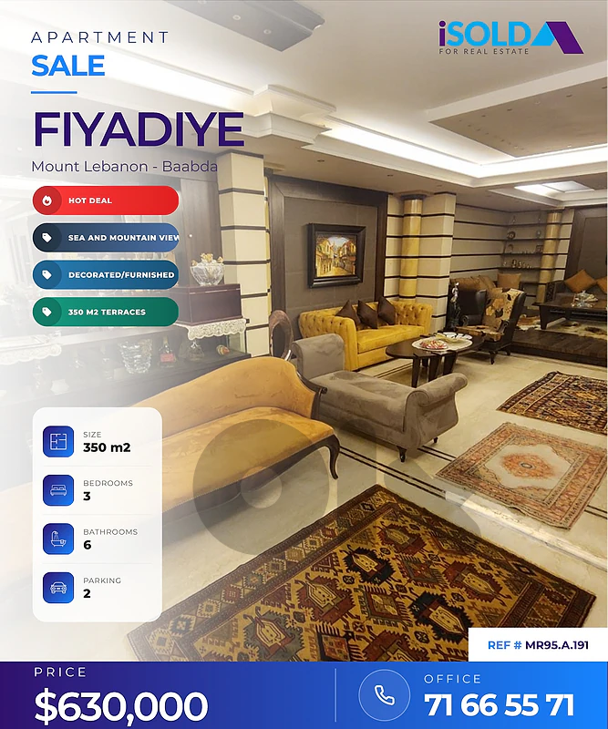 Decorated 350 m² Apartment with Open Views for Sale in Fiyadiye