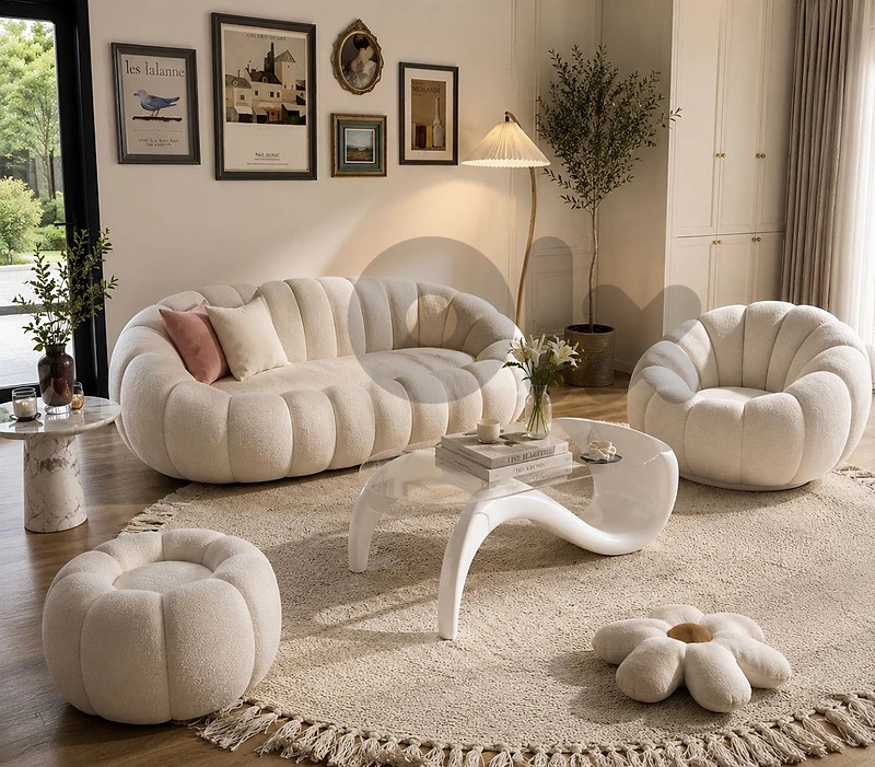 CLOUDKIN™ Pumpkin Sofa | Luxury Curved Accent Lounge Chair