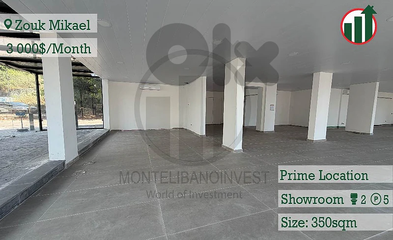 Prime Location Showroom for Rent in Zouk Mikael !!