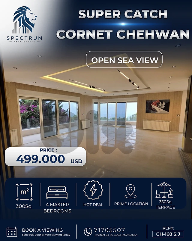 4 MASTER BEDS | CORNET CHEHWAN | SEA VIEW |350Sq TERRACE, (CH-168) S.J