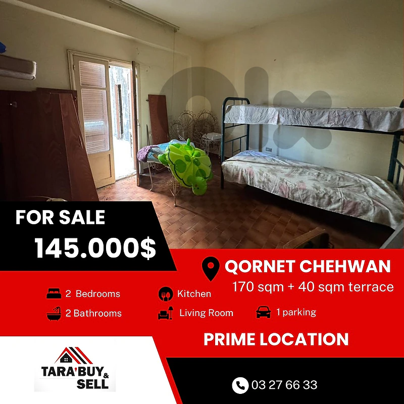 Apartment for sale in Qornet Chahwan 170m + 40m Terrace