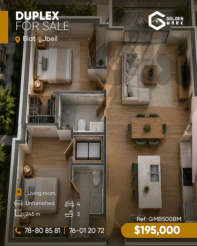 GMB500BM - Duplex For Sale  In Blat - دوبلكس للبيع في بلاط
