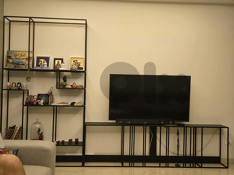 Modern Black Metal TV Console & Display Shelving Unit
