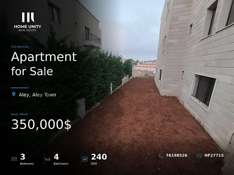 3-bedrooms Apartment with garden for Sale, located in Aley Town , Aley