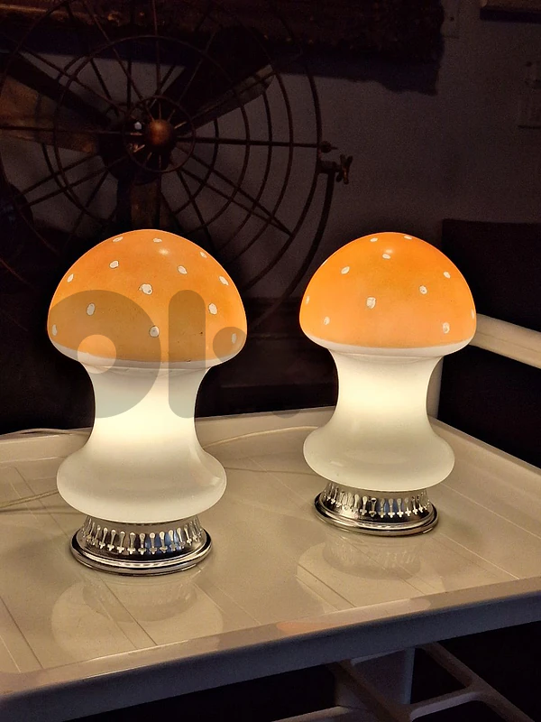 pair of italian opaline lamps