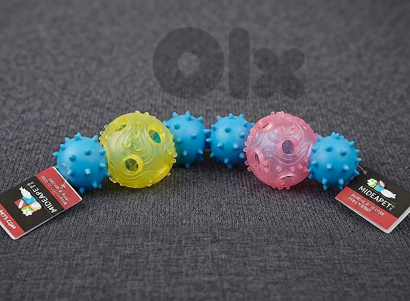 MP Pet toy -Hollow and leaky barbell L018 Color blue + Yellow